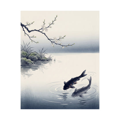 Calm Koi Pond Wall Art Print - Ukiyo E Inspired Zen