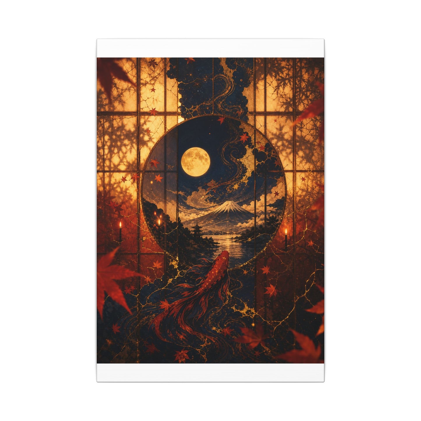 Beautiful Shoji Screen Canvas Art - Gold Vein Kintsugi