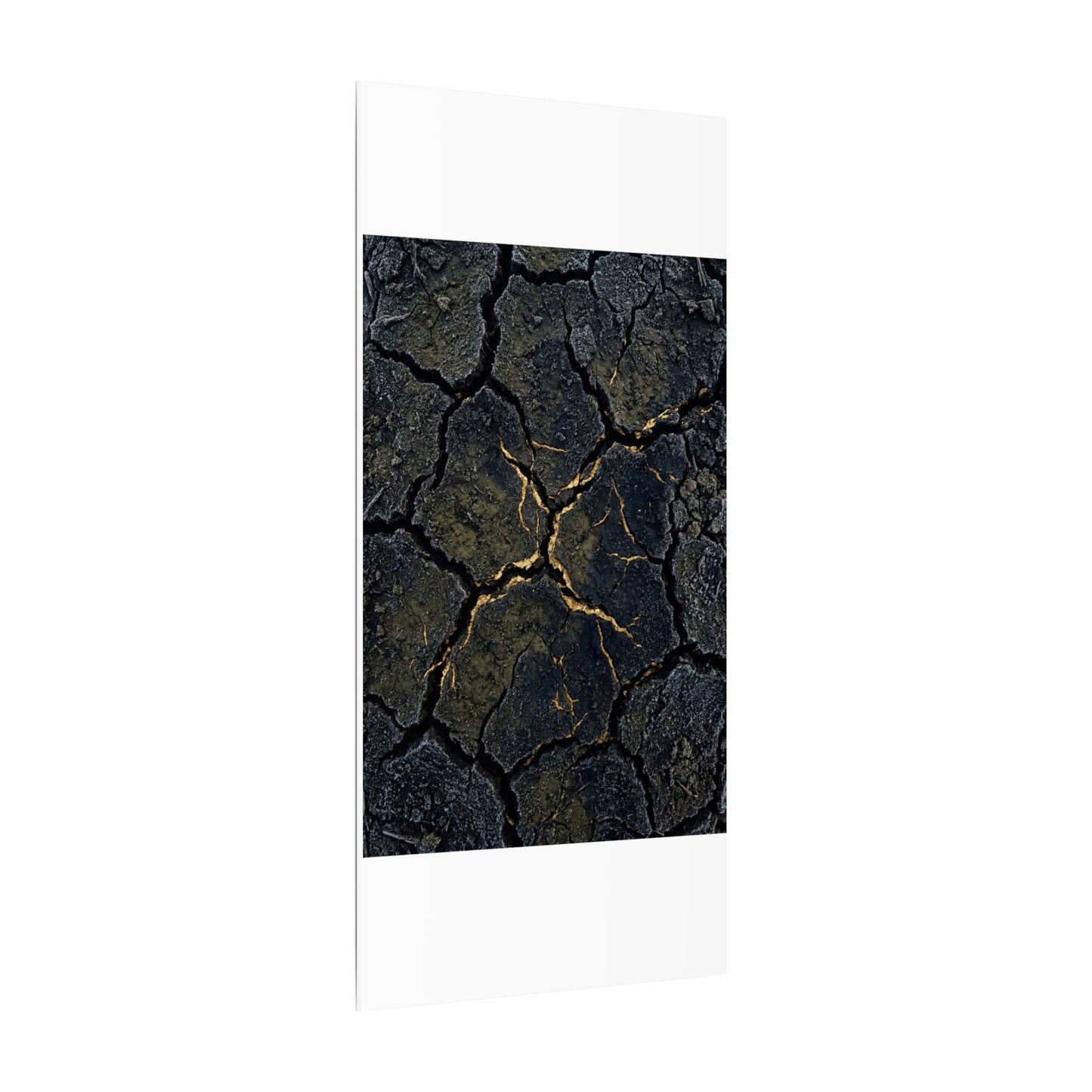 Overcast Cracked Earth Canvas Art - Dark Japandi Ma