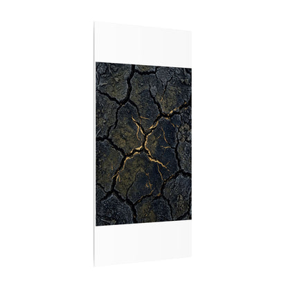 Overcast Cracked Earth Canvas Art - Dark Japandi Ma
