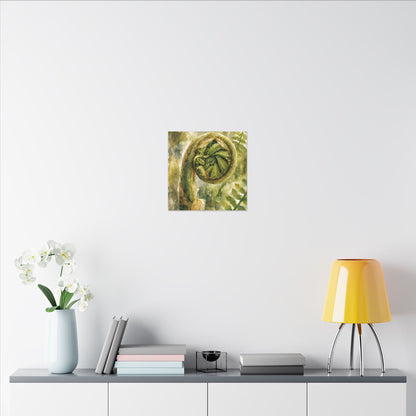 Japandi Fern Unfurling in Dappled | Watercolor Canvas Art