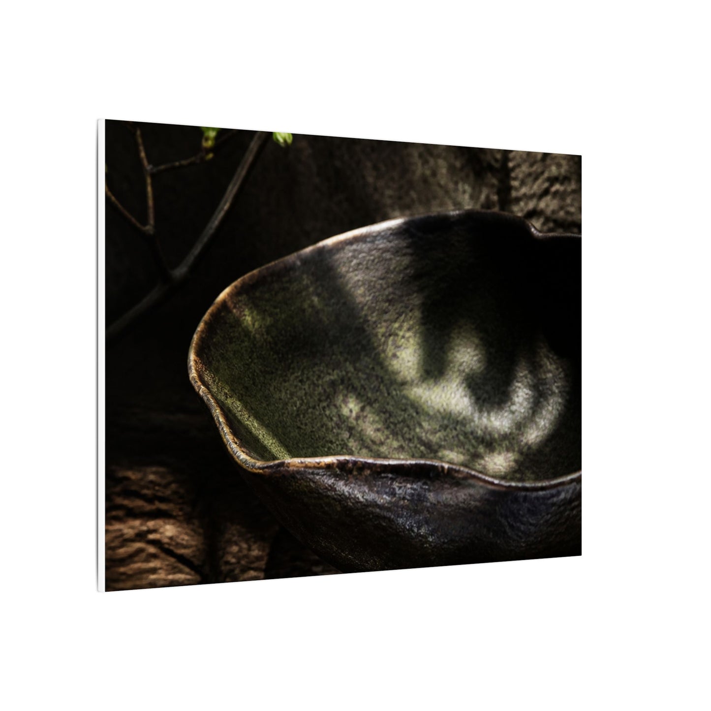 Sophisticated Ceramic Bowl Canvas Art - Dark Texture Dark Japandi