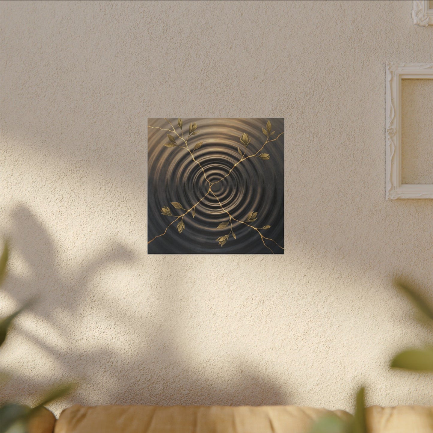 Kanso Water Ripple Canvas Art - Kintsugi Gold Vein