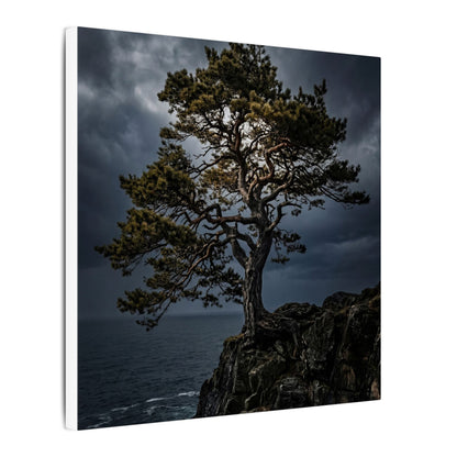 Dappled Pine Tree Canvas Art - Dark Japandi Fukinsei