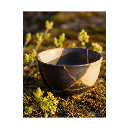 Kintsugi Broken Pottery in Golden Hour | Gold Repair Wall Art Print