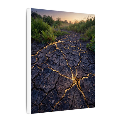 Cracked Earth Canvas Art | Summer Kintsugi Crackle Gold Art