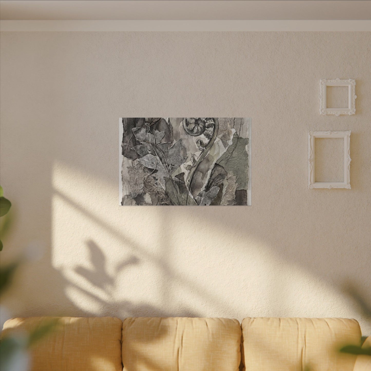 Japandi Fern Unfurling in Overcast | Texture Canvas Art