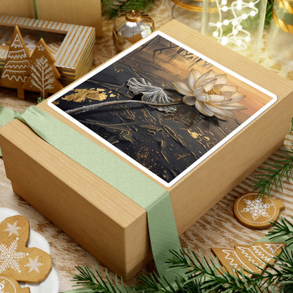 Lotus Flower Winter Sticker | Kintsugi Healing Design Art Print