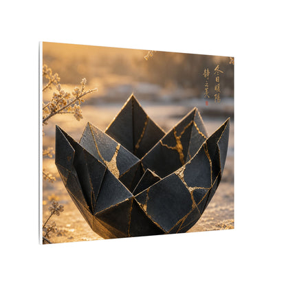 Kintsugi Paper Fold in Golden Hour | Gold Repair Canvas Art