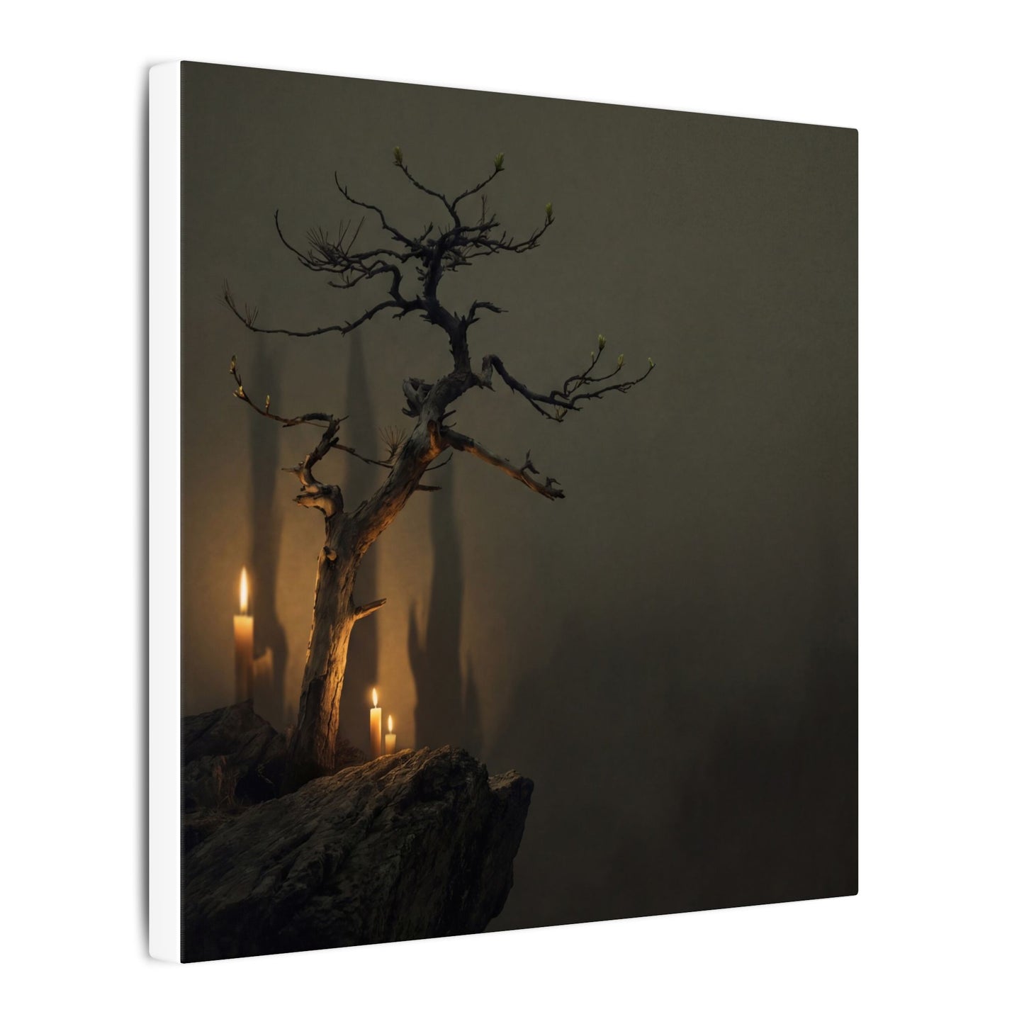 Ma Pine Tree Canvas Art - Dark Japandi Shadow Zen