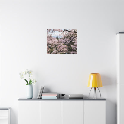 Cherry Blossom Winter Canvas Art | Dark Japandi Luxurious Design