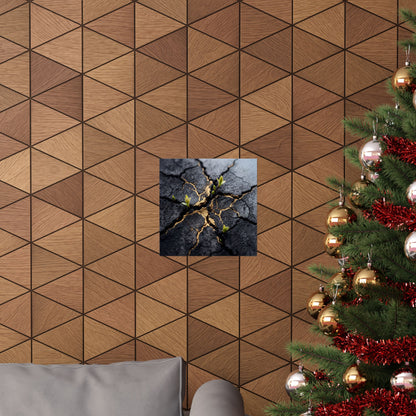 Spring Cracked Earth Charcoal Ink Wall Art Print | Moody Decor