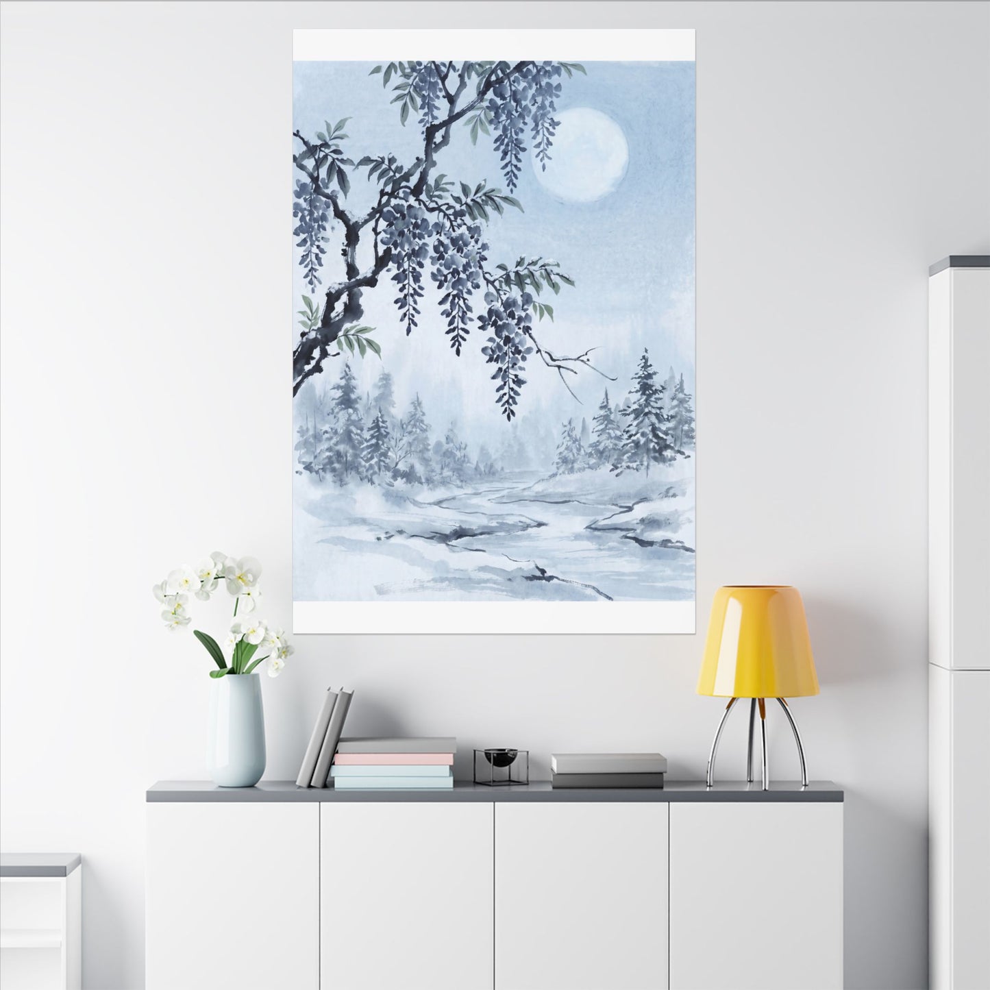 Seijaku Wisteria Canvas Art - Zen Sumi E
