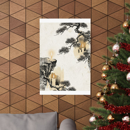 Ma Pine Tree Wall Art Print - Japandi Japanese Pattern