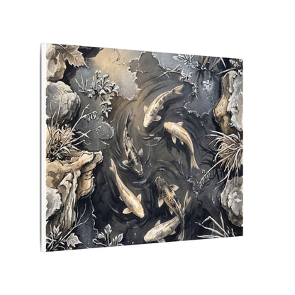 Koi Pond Canvas Art | Winter Japandi Japanese Pattern Art