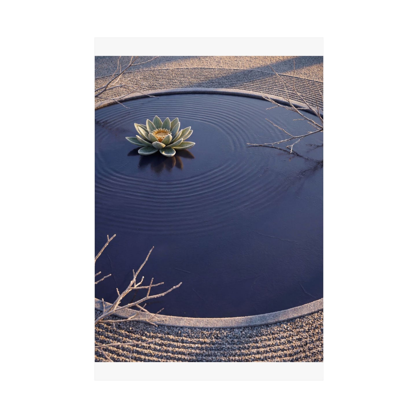 Lotus Flower Karesansui Wall Art Print | Tranquil Zen Art
