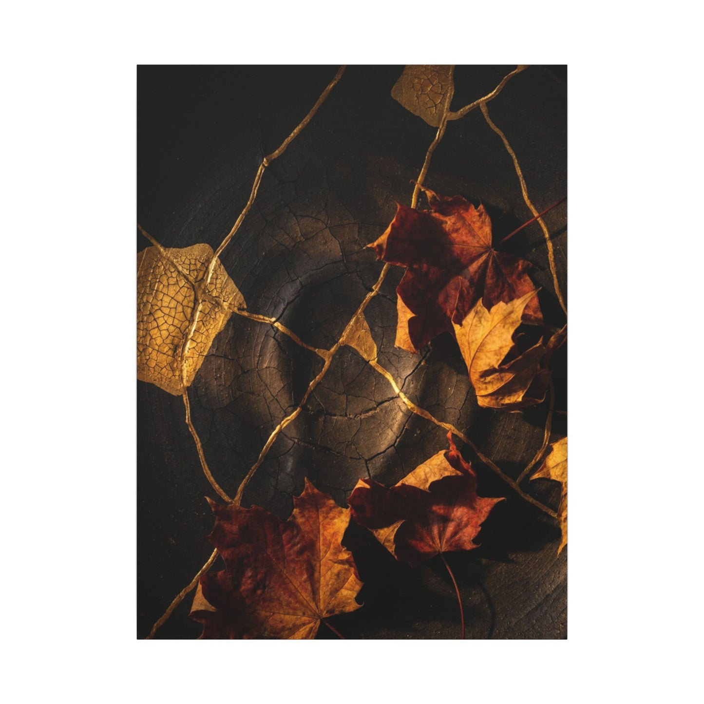 Resilient Shadow Play Canvas Art - Crackle Gold Kintsugi