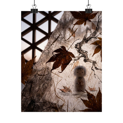 Shoji Screen Autumn Wall Art Print | Dark Japandi Bold Design