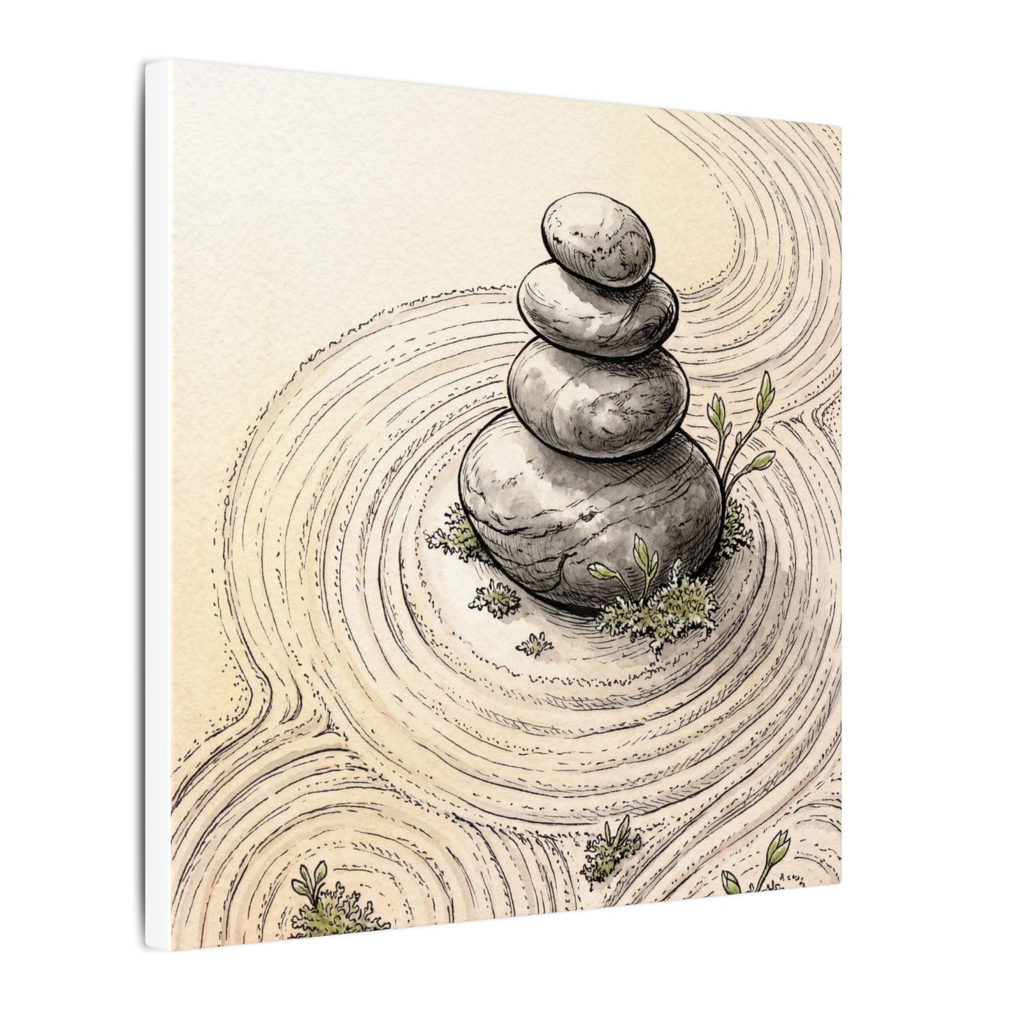 River Stones Spring Canvas Art | Zen Serene Design