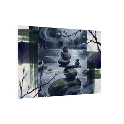 Moonlight River Stones Canvas Art - Zen Shibui