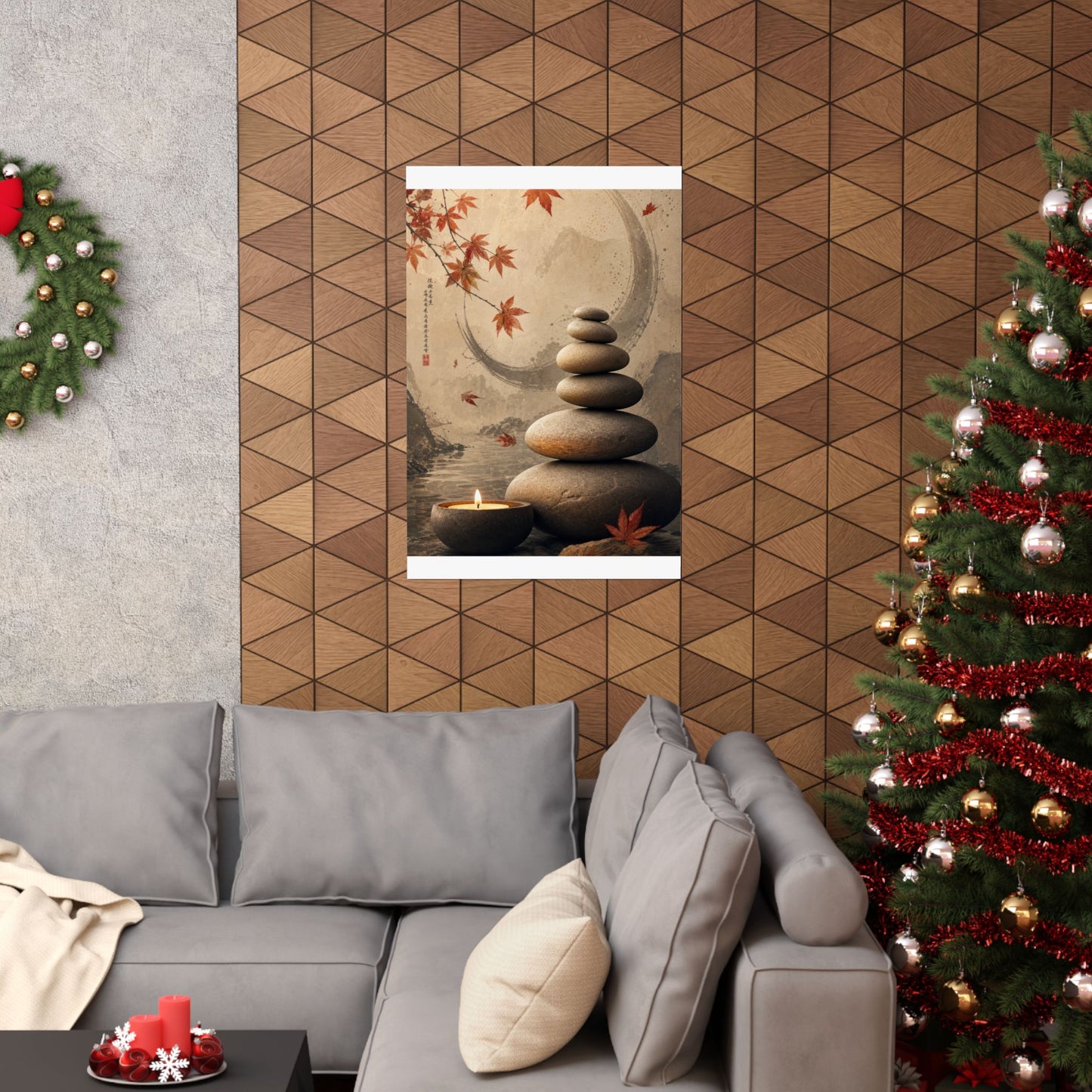 Ma River Stones Wall Art Print - Japandi Japanese Pattern