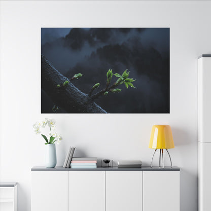 Moonlight Mountain Mist Canvas Art - Dark Japandi Kanso