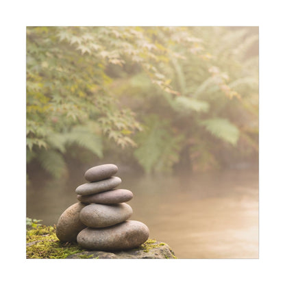 Cozy River Stones Canvas Art - Japanese Pattern Japandi