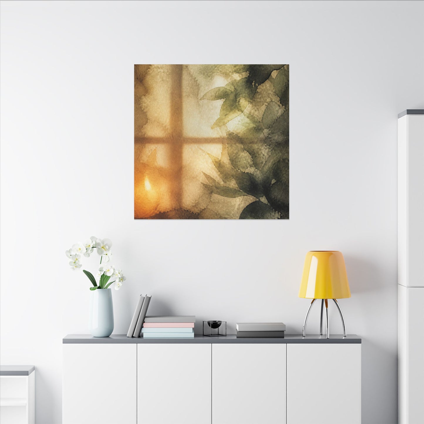 Cozy Shoji Screen Canvas Art - Watercolor Japandi