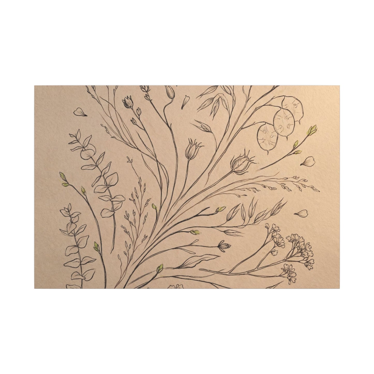 Dried Flowers Canvas Art | Spring Japandi Minimal Line Art Art Print