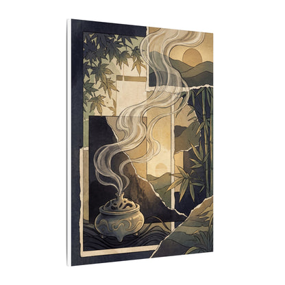 Tranquil Incense Smoke Canvas Art - Ukiyo E Inspired Zen