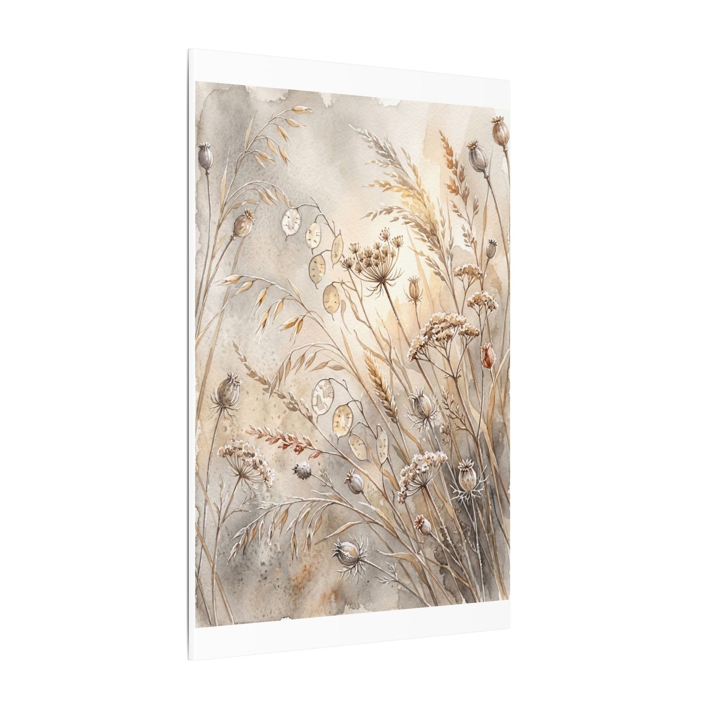 Winter Dried Flowers Watercolor Canvas Art | Warm Decor