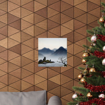 Dawn Mountain Mist Wall Art Print - Zen Shibui