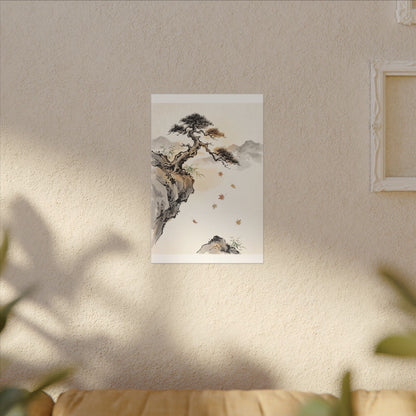 Peaceful Pine Tree Canvas Art - Sumi E Zen