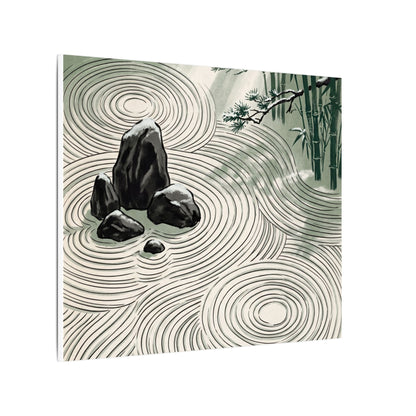 Shibui Rock Garden Canvas Art - Zen Ukiyo E Inspired