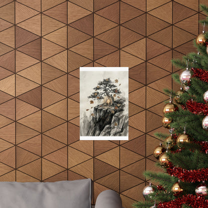Pine Tree Autumn Wall Art Print | Japandi Elegant Design