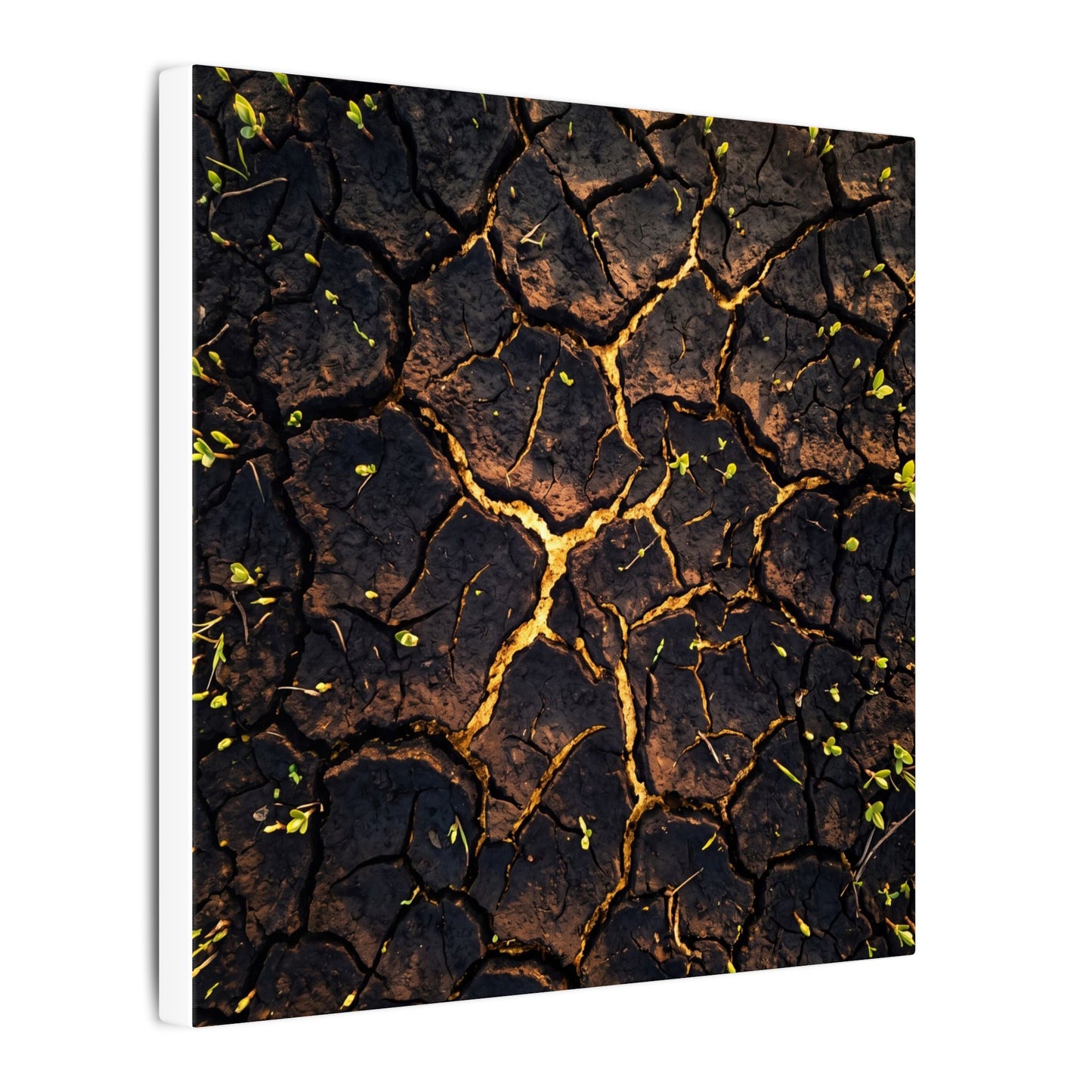 Cracked Earth Moody Minimal Canvas Art | Sophisticated Dark Japandi Art