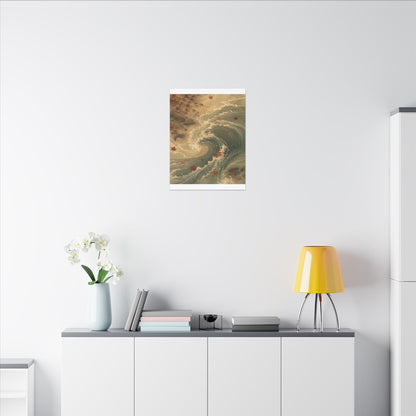 Japandi Ocean Wave in Candlelight | Japanese Pattern Canvas Art