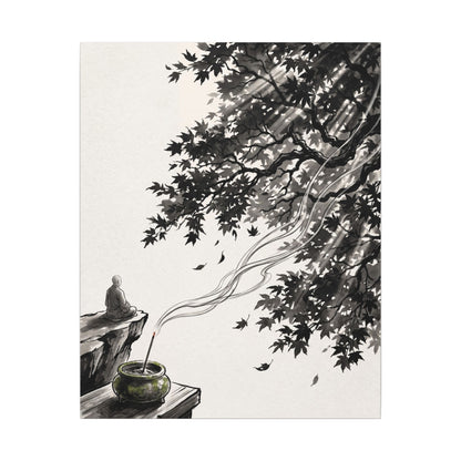 Serene Incense Smoke Canvas Art - Ukiyo E Inspired Zen