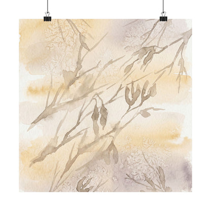 Shadow Play Winter Wall Art Print | Japandi Warm Design
