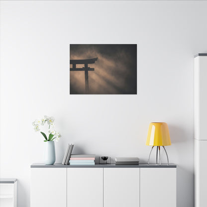 Torii Gate Shadow Zen Canvas Art | Bold Dark Japandi Art