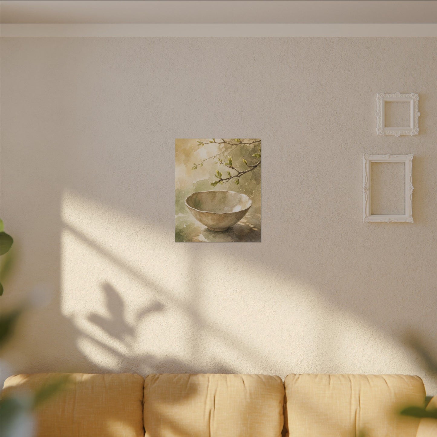 Warm Ceramic Bowl Canvas Art - Watercolor Japandi