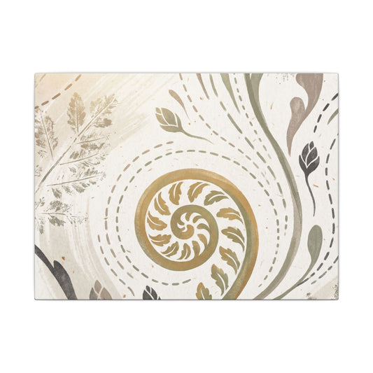 Japandi Fern Unfurling in Golden Hour | Japanese Pattern Canvas Art Art Print