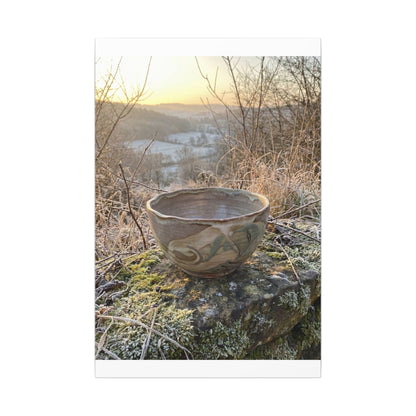 Golden Hour Ceramic Bowl Canvas Art - Japandi Shibui