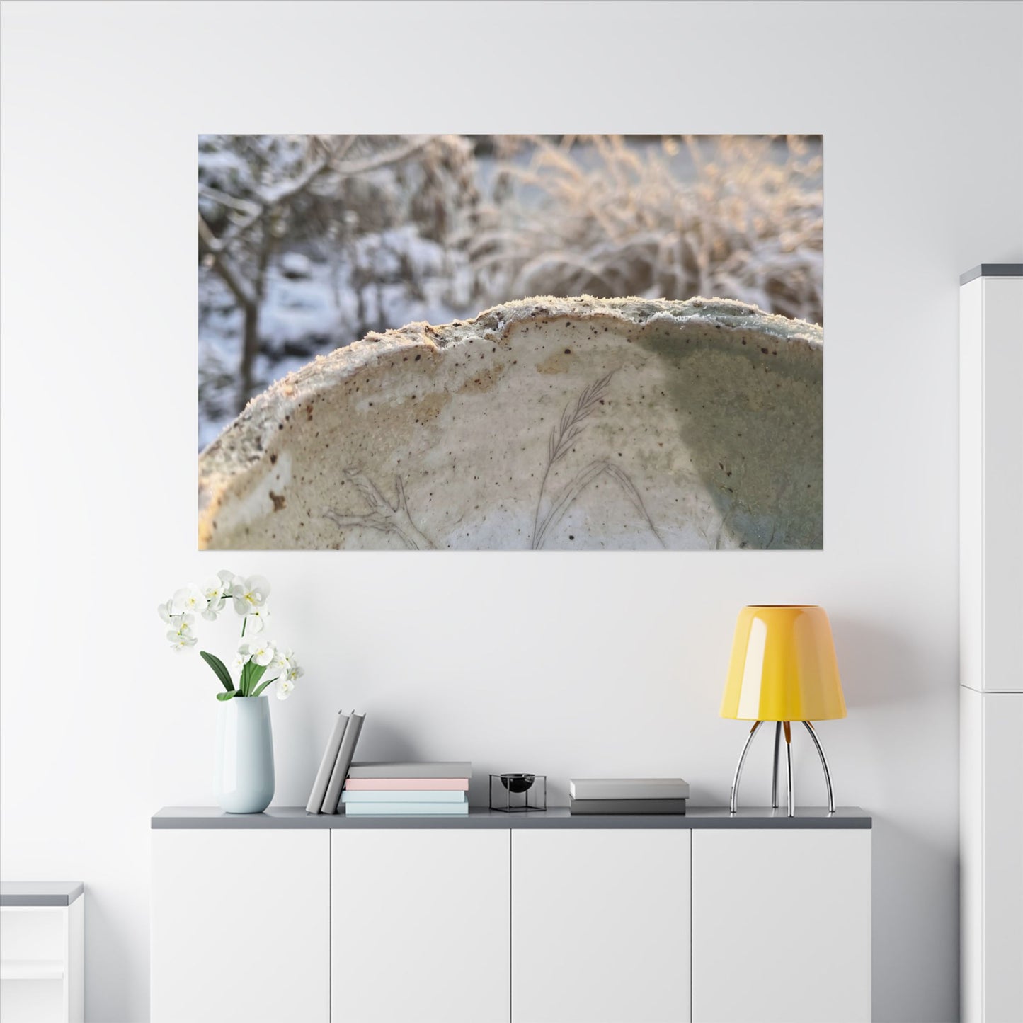 Ceramic Bowl Canvas Art | Winter Japandi Minimal Line Art