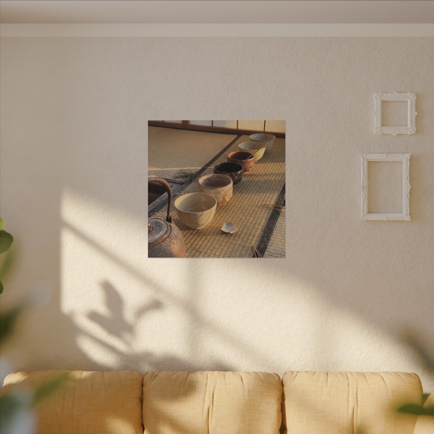 Kintsugi Tea Ceremony in Golden Hour | Gold Repair Canvas Art