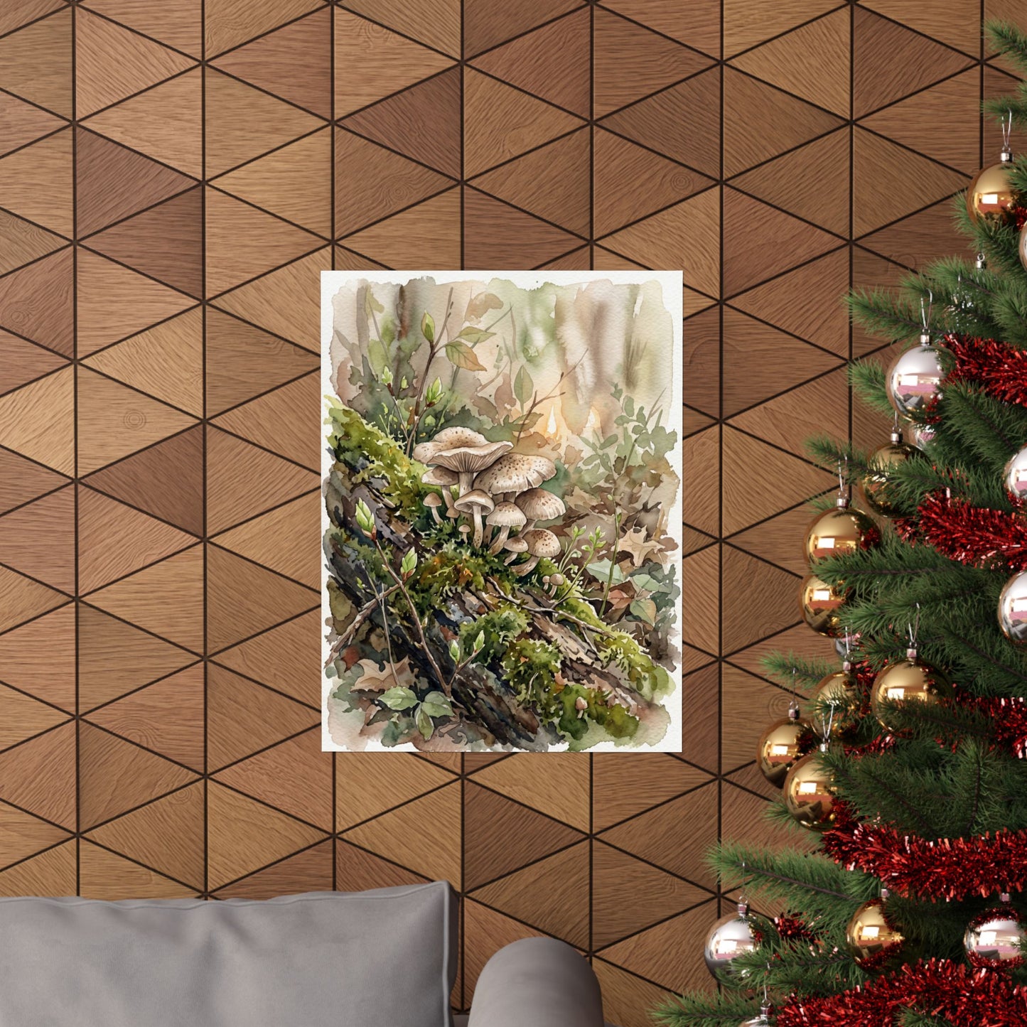 Wild Mushrooms Watercolor Wall Art Print | Neutral Japandi Art