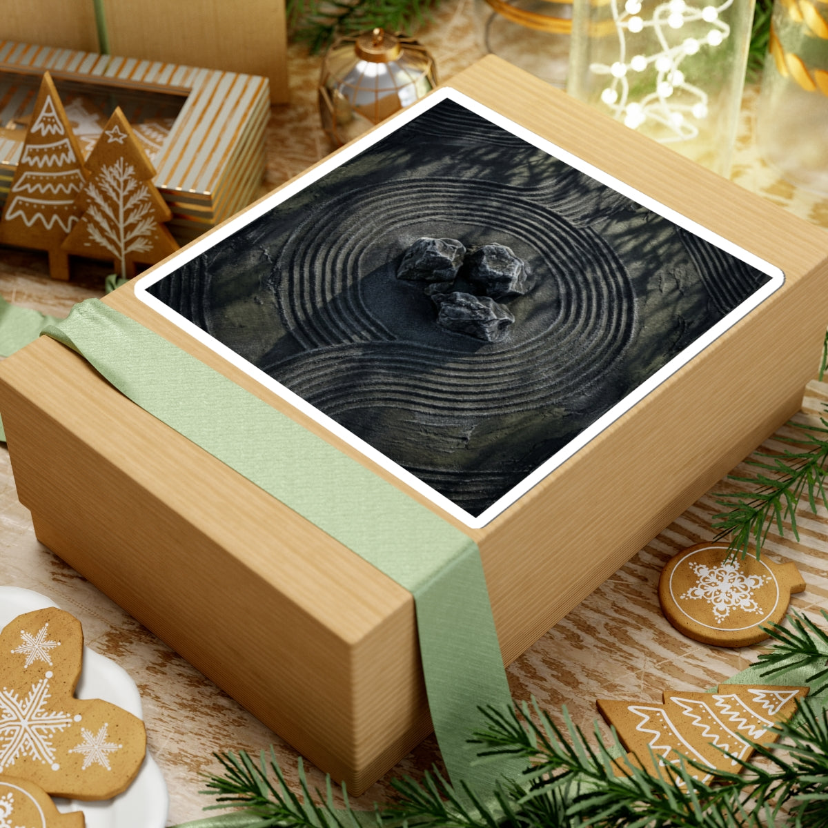 Rock Garden Sticker | Winter Dark Japandi Dark Texture Art