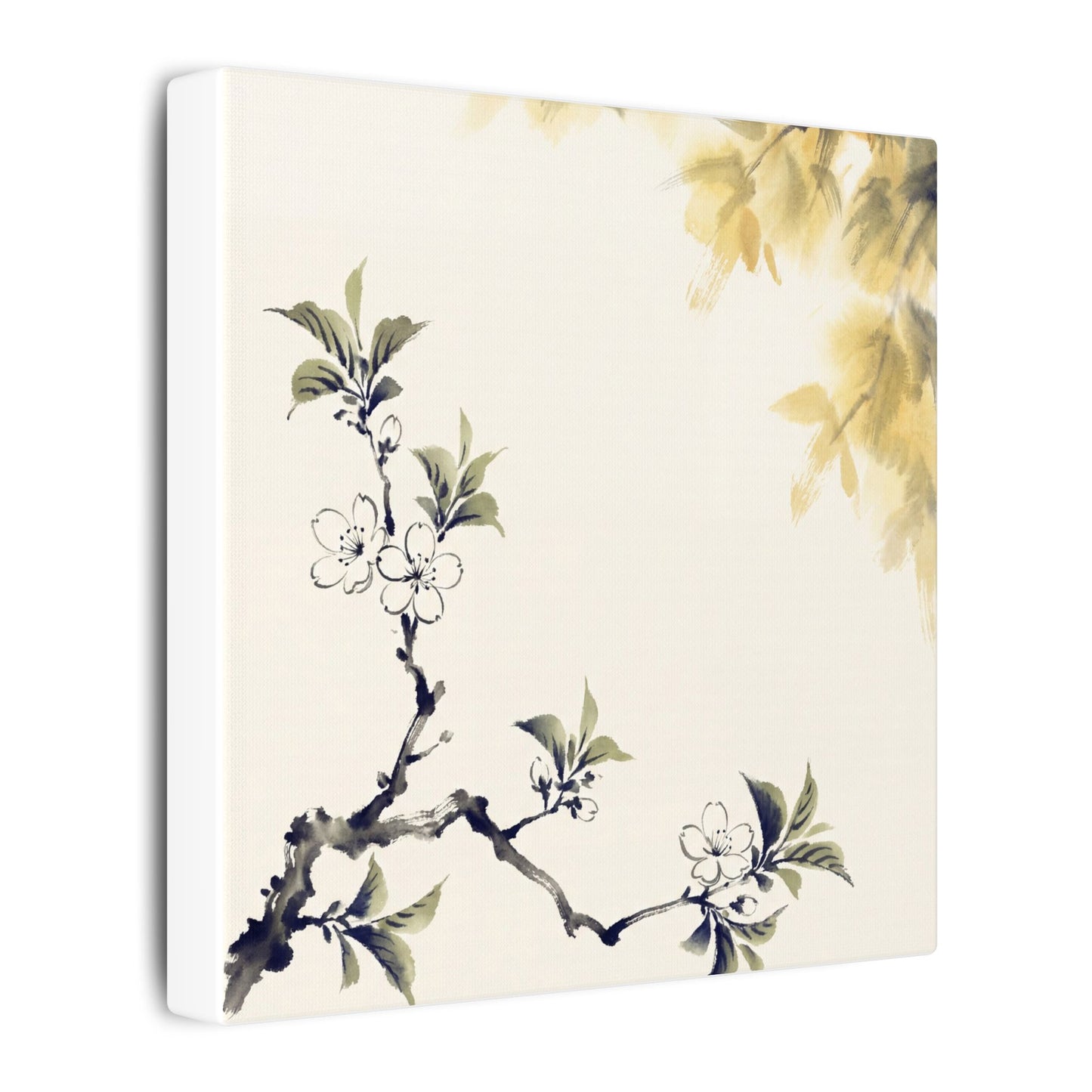 Kanso Cherry Blossom Canvas Art - Zen Sumi E