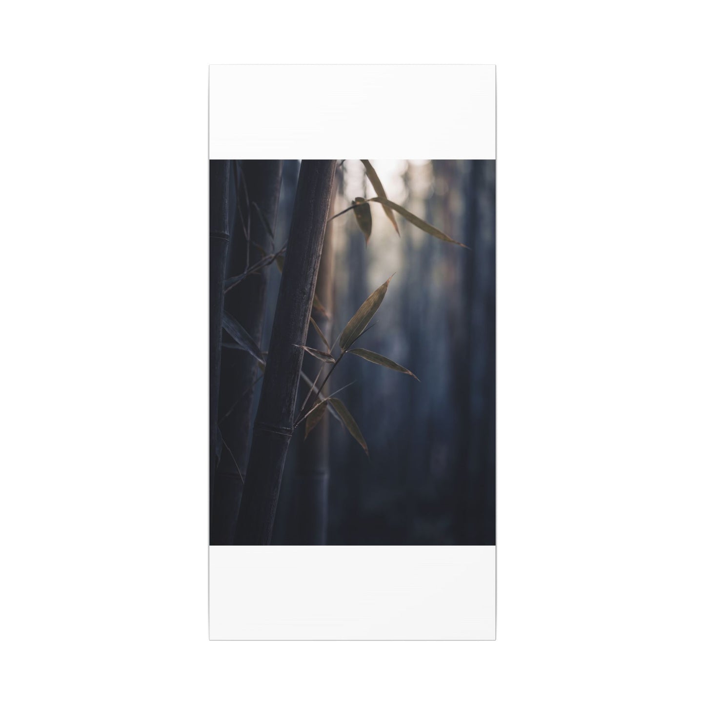 Dark Japandi Bamboo Grove in Dawn | Moody Minimal Canvas Art