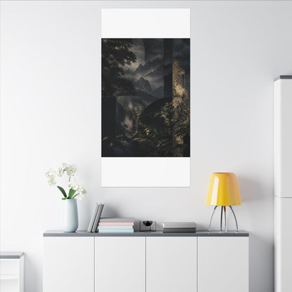 Mountain Mist Summer Canvas Art | Dark Japandi Atmospheric Design